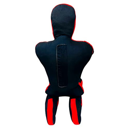 DALLX MMA Grappling Dummy BBJ Wrestling Brazilian Jiu Jitsu Punching Bag Judo Karate Throwing Boxing Fighting Dummy Self Defense Sitting Position – UNFILLED - color: BLACK RED, size: 4FT