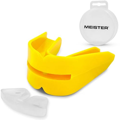 Meister Moldable Double Mouth Guard w/Case - Yellow | Custom-fit design, upper and lower teeth protection for MMA, boxing and contact sports - color: Yellow