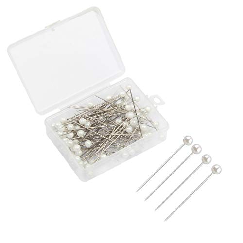 Corsage Pins, 100 Pieces Floral Pins with White Round Faux Pearl Head | Straight Bouquet Pins for Flowers, Sewing, DIY Craft, Wedding Decorations