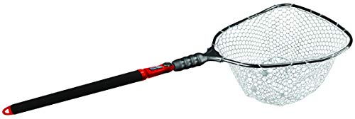 EGO S2 Slider Fishing Net Handle | Adjustable Extension Handle, Minimal Water Drag Design, Ergonomic Foam Grip for Landing Nets - size: 29" to 60" Handle, 19” x 21” Hoop, style: Lightweight Non-tangle Clear Rubber Mesh