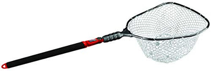 EGO S2 Slider Fishing Net Handle | Adjustable Extension Handle, Minimal Water Drag Design, Ergonomic Foam Grip for Landing Nets - size: 29" to 60" Handle, 19” x 21” Hoop, style: Lightweight Non-tangle Clear Rubber Mesh
