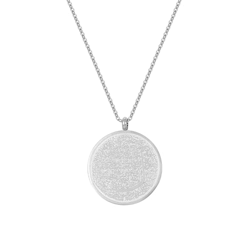 Arabic Islamic Calligraphy Quran Necklace Stainless Steel Round Pendant Muslim Ladies Pendant Jewelry Ramadan Gift For Women - color: Steel