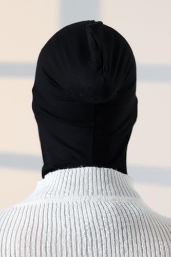 ihvan online, Hijab Undercap, Full Neck Coverage Under Scarf Hijabs, Head Coverings for Women, Muslim Stretchy Sports Turban - color: Black