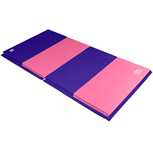 We Sell Mats Gymnastics Mat, Folding Tumbling Mat, Portable with Hook & Loop Fasteners - color: Purple / Pink, size: 4 ft x 8 ft x 2 in