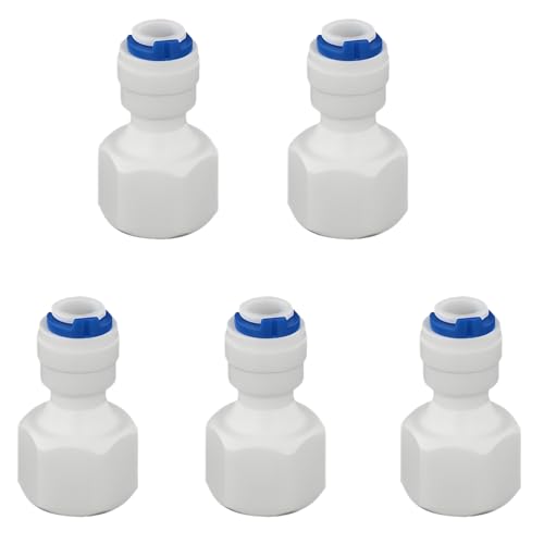 3/8"F to 1/4" Tube Push-Fit Adapter, 5 Pcs | Quick-connect fitting for RO water filter & beverage dispenser. Note: 3/8"≠9/16" thread, check size before order. - size: 3/8"FPT to 1/4" QC Straight Adapter
