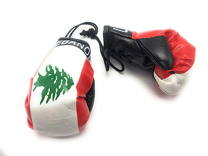 Hanging Car Mirror Mini Boxing Gloves (Lebanon) - color: Lebanon