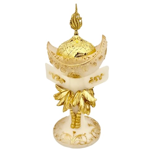 Premium Bakhoor Burner Gold/White – Elegant Decorative Incense Holder for Home & Ramadan Use (Flower Gold) - color: Flower Gold
