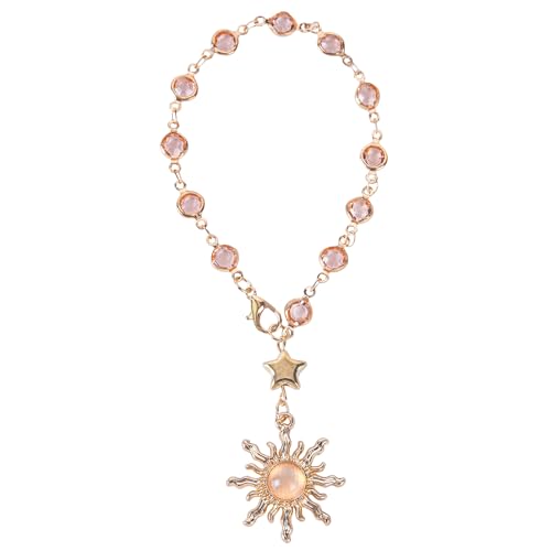 Steering Wheel Rosary Car Charm - Pink Magic Sun Glass Bead Design, Hanging Pendant for Car Rearview Mirror, Automotive Protection & Decor Accessory - color: Pink Sun
