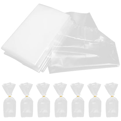 jojofuny 50pcs Fish Transport Bags with Gusseted Bottom, Plastic Live Fish Shipping Bags for Aquarium and Shrimp Transport, 20x35x12cm Carry Handle Packaging Pouches with Rubber Bands