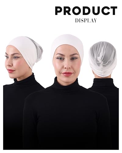 FabNest Chemo Headwear for Men & Women Breathable Cotton Blend Non Slip Cap - color: Ivory