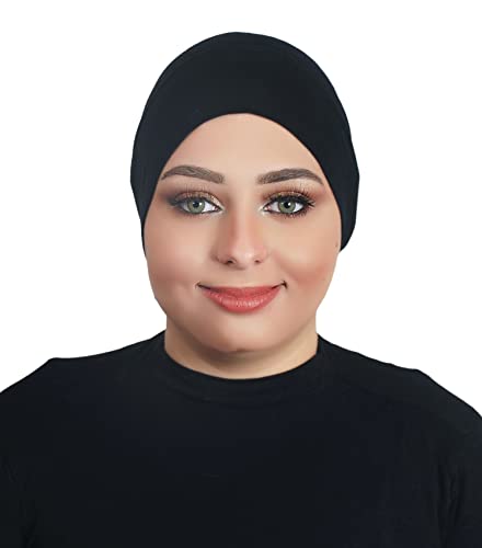 AL AMIRA Under Scarf Hijab Tube UNDERSCARVES Bonnet Chemo Hat Cotton Fabric 20 Colors - color: Black