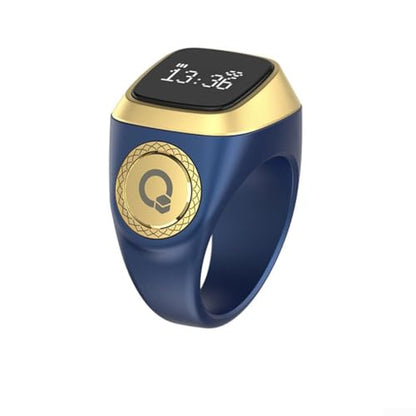 IQibla Smart for Zikr Ring with Digital Counter, Vibration Reminder, for OLED Display, 40mAh Battery and Prayer Time Alerts for Muslims, Black(18mm blue) - size: 18mm blue