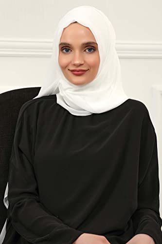 Aisha's Design Instant Chiffon Shawl for Women Modesty Turban Hijab Head Wrap Ready to Wear Women Headscarf - color: Ivory