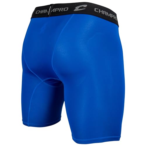 CHAMPRO Men's Polyester/Spandex Lightning Compression Shorts - color: Royal, size: 3X-Large