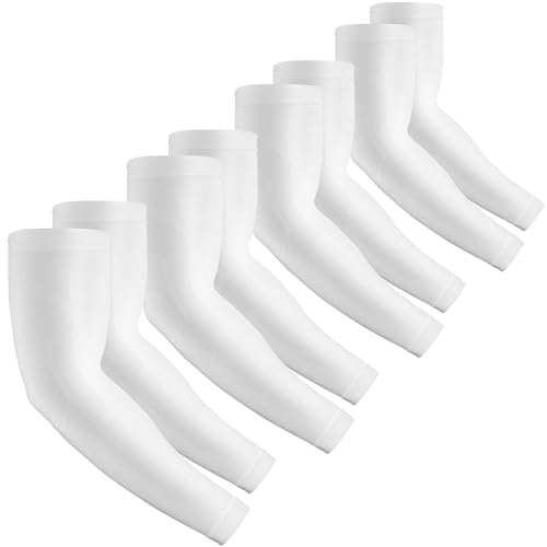 2 Pairs UV Protection Cooling Arm Sleeves Compression Sun Sleeves for Men Women Youth, Tattoo Cover Up, UPF 50 - color: 4 Pairs: White