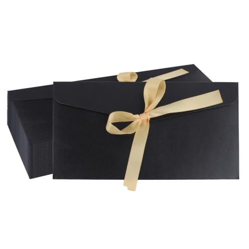 20 Pack Gift Card Envelopeswith Bow Tie Closure 8.66 x 4.33 Inch - color: Black