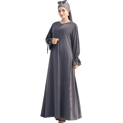khalat Women's Muslim Kaftan Abaya Dress Eid Prayer Dress for Women Islamic Daily Dress Smooth Flowy Muslim Women Clothes - color: Dark Gray, size: Medium
