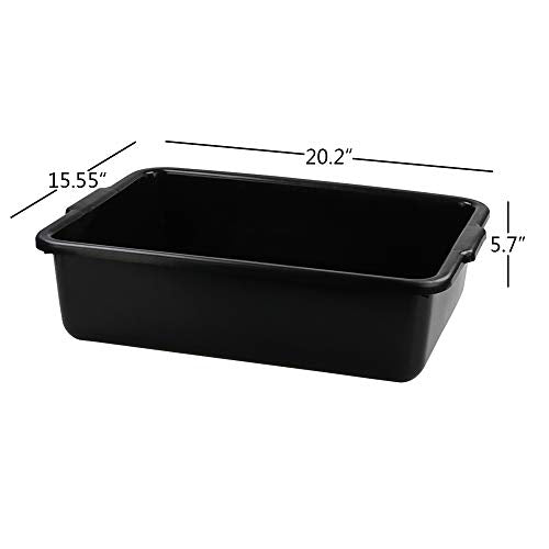 4-Pack Large Plastic Bus Box, 23 L Commercial Tote Box, Black | Sturdy Plastic Construction, Built-In Carrying Handles, Commercial Bus Tub Ideal for Restaurant, Kitchen & Commercial - size: 23 L