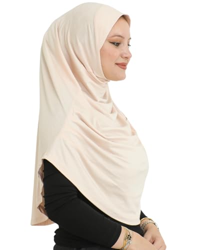 Prien Ready To Wear Hijab For Women, Instant Turban, Soft Muslim Scarf For Prayer, Long Hijabs, Islamic Clothes, Jersey Abaya - color: Beige