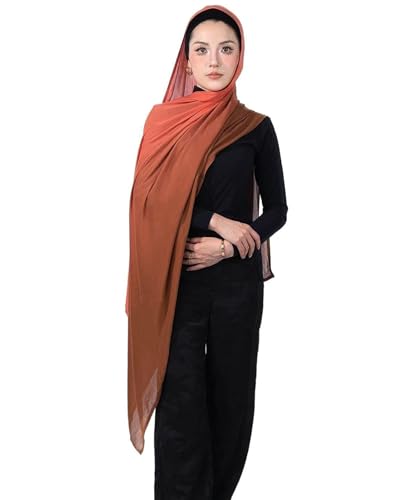 Special Ombre Modal Cotton Hijab Scarf for Women, Graceful Gradient Muslim Head Scarfs - color: Ombre Sunrise