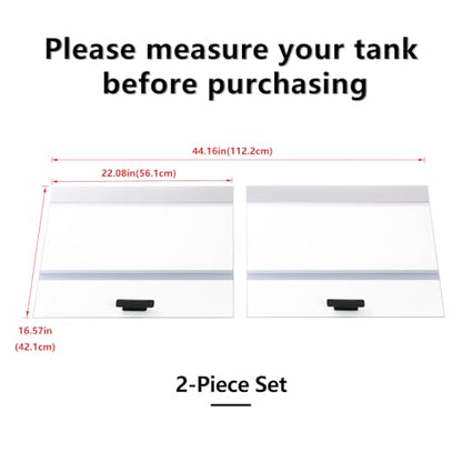 2PCS Set 22.08x16.57x0.16in（Each Piece） Clear Tempered Glass Canopy | 75/90/110 Gallon Aquarium Fish Tank Hoods For Aqueon - size: 2PCS-22.08x16.57in