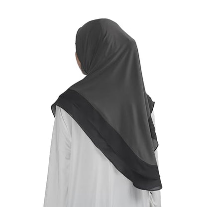 Hijab for Women Muslim Patterned Headscarf Arabian Headscarf Islamic Khimar Prayer Cloth Hijab Scarf for Women - color: Dark Grey