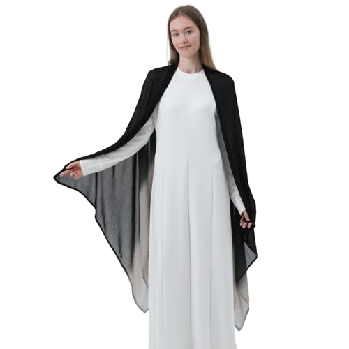 Women Scarf and Shawls, Soft Modal Jersey Scarves, Gradient Long Wrap for Spring Summer and Autumn - color: Black & Grey