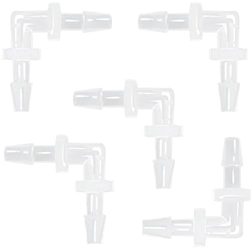 1/8" Hose Barb 90 Degree Elbow L Fitting, Equal Barbed Joint Splicer Mender Adapter Union Adapter for Boat Aquarium Fuel Gas Liquid Air (Pack of 5) - size: 1/8 Inch