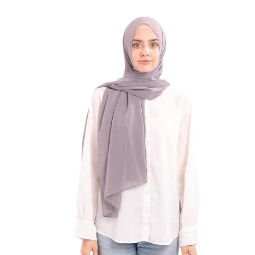 Jonglroy Muslim Chiffon Hijab magnets Head Scarf with Matching Tie Back Jersey Undercap - color: Dark Gray