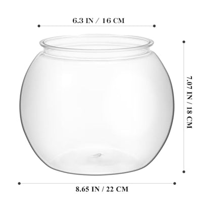 POPETPOP Plastic Aquarium Betta Fish Tank 1 Gallon Clear Goldfish Bowl Unbreakable Round Fish Vases Bowl for Home décor Wedding Event Party Goldfish Lovers