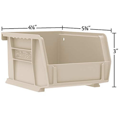 Akro-Mils 30210 AkroBins Plastic Storage Bins, 5"x4"x3", Stone, 24-Pack | Space-Saving Stackable Bins for Garage, Pantry, Craft Organization - color: Stone