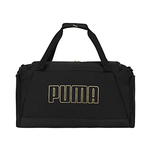 PUMA Accelerator Duffel Bag with Removable Strap & Shoe Pocket - color: Black/Gold