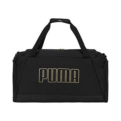 PUMA Accelerator Duffel Bag with Removable Strap & Shoe Pocket - color: Black/Gold