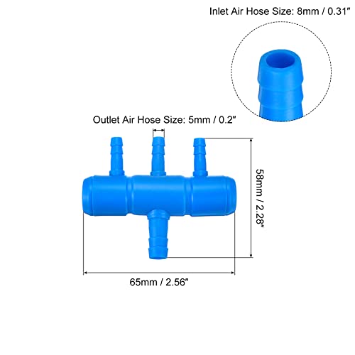 uxcell 2Pcs 8mm to 5.5mm 3 Ways Air Line Tubing Splitter Connector Fish Tank Oxygen Pipe Air Tubing Adapter for Aquarium, Blue - style: 3 Ways