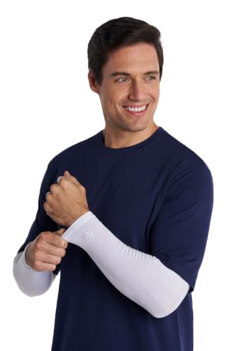 Coolibar Men's Sun Arm Sleeves - UPF 50+ Sun Protection - Navagio - color: White, size: XX-Large