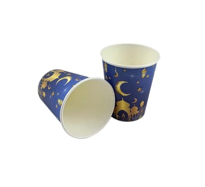 KYMY 44 pcs Ramadan Mubarak Dinnerware Set,Ramadan Muslim Paper Tableware, Islamic Party Supplies with Disposable Mubarak Plates, Napkins, Cups for Eid Mubarak, Haji Holiday Decorations