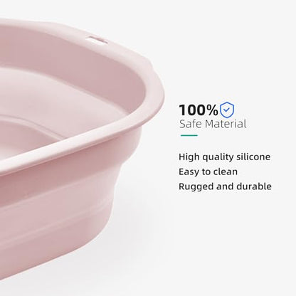 2 Pack Collapsible Wash Basin Set, Foldable Dish Tub, Small Medium Portable Sink for Kitchen, Camping, RV, Baby Bottles, Laundry, Plastic Washbasin -Pink - color: Pink