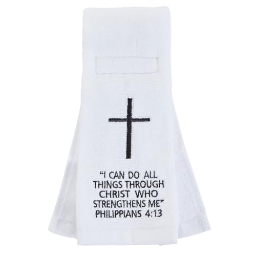 lotoo White Football Towel, Cotton Sports Quarterback QB Towels with Hook Loop Closure for Men, Youth, Boys, Adults - color: Philippians 4:13