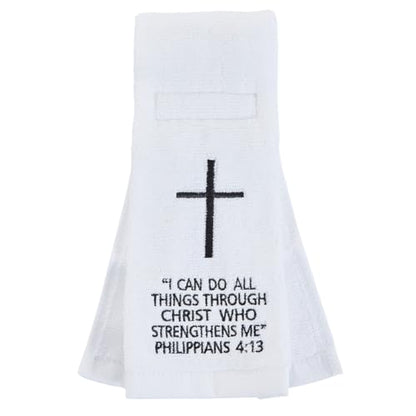 lotoo White Football Towel, Cotton Sports Quarterback QB Towels with Hook Loop Closure for Men, Youth, Boys, Adults - color: Philippians 4:13