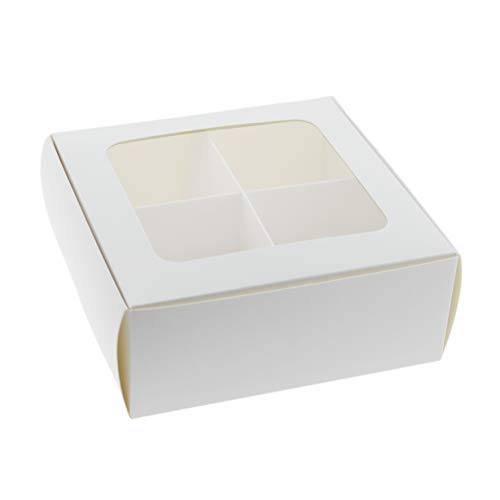 Treat Boxes - 24 ct 6 x 6 x 2.4 in Bakery Boxes with Windows and Dividers for Candy, Cookies, Cupcakes, or Bakery Desserts - Chocolate, Treats, and Baked Goods Packaging for Gifting - color: White