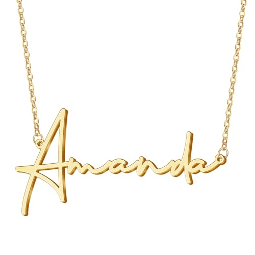 DayOfShe Custom Name Necklace for Women Gifts, 18K Gold Plated Layered Names Necklace Personalized Gifts for Birthday - color: Style 2-Handwritten Font