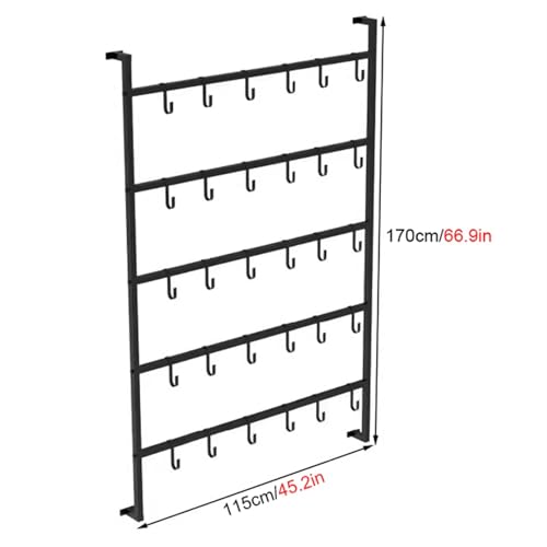 Commercial Retail Display Rack, Large Boxing Glove Dryer for Boxing Gym/Fitness Studio/Training Classroom, Black Powder Coated Storage Rack with Metal Hook,115x170cm/29.5x66.9 - size: 115x170cm/29.5x66.9