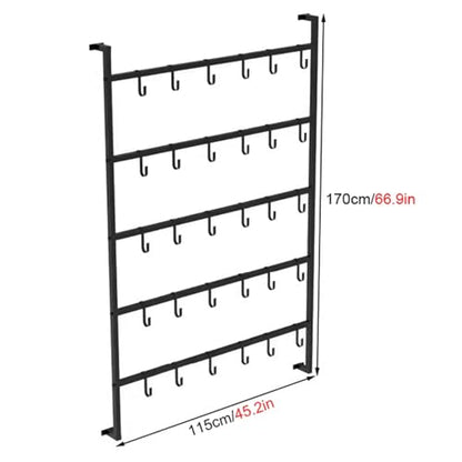Commercial Retail Display Rack, Large Boxing Glove Dryer for Boxing Gym/Fitness Studio/Training Classroom, Black Powder Coated Storage Rack with Metal Hook,115x170cm/29.5x66.9 - size: 115x170cm/29.5x66.9