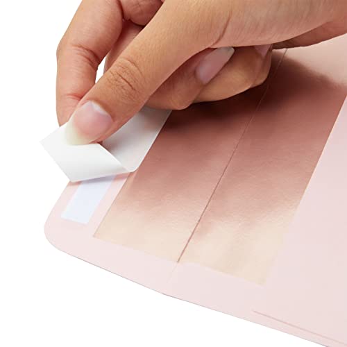 Best Paper Greetings Money Envelopes for Cash - 4 1/8 x 9 1/2 In, Blush Pink & Rose Gold Foil Lined, 50 Pack - Decorative Letter Envelopes for Invitations & Mailing