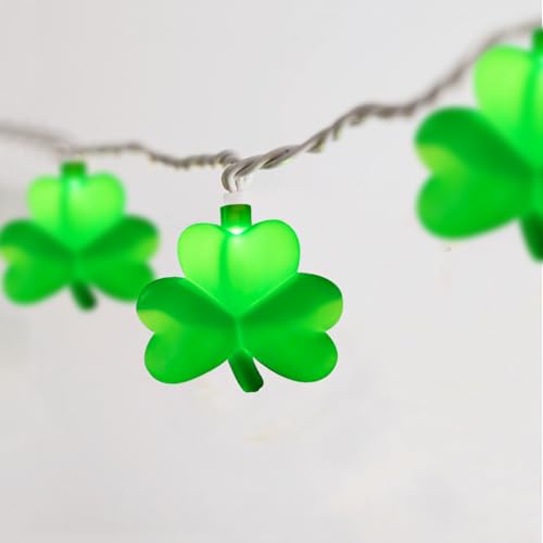 St Patrick's Day Shamrock Lights Plug in, 8.5Ft Outdoor Shamrock St Patrick's Day Decorations Lights Waterproof with 10 LED Green Clover Light UL Listed for Home Window Irish Party Garden Birthday - color: Green Shamrock
