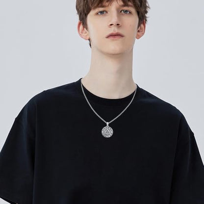 Coexist Necklace 925 Sterling Silver Yin Yang/Star of David Pendant World Religions Harmony Necklace Religion Jewelry Gift for Men - style: Therian Symbol