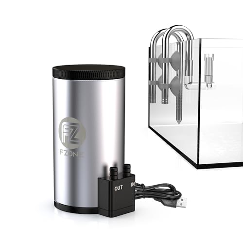 FZONE Aquarium Filter Kit, 48 GPH External Canister Filter for Small Tanks | Quiet pump with dual-layer filtration, adjustable inlet/outlet pipes and stainless steel design for nano planted aquariums. - size: S
