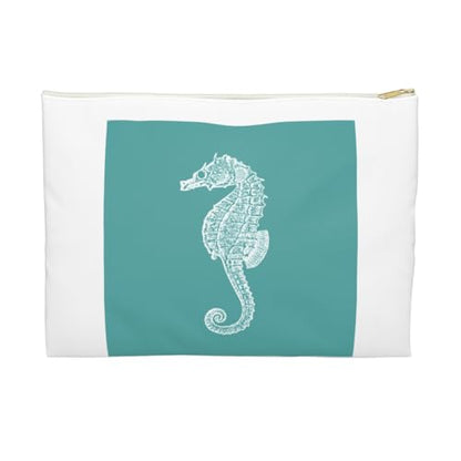3dRose Teal blue seahorse print Sea Horse Ocean marine beach aquarium aquatic Accessory Pouch Small - size: Small