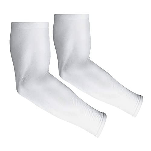 4 Pair UV Sun Protection Arm Sleeves for Men & Women,Cooling UPF 50 Arm Cover for Baseball,Cycling,Basketball - color: White-2 Pairs