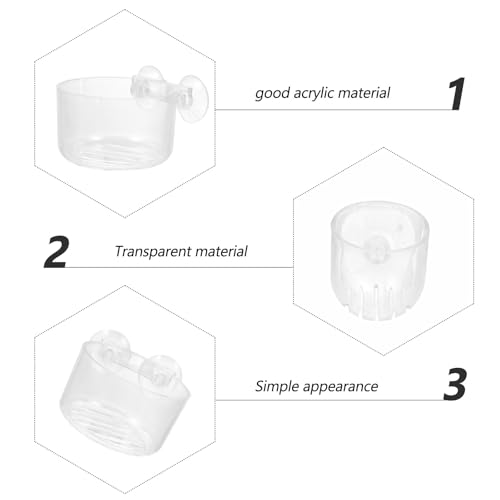 TOYANDONA 4pcs Aquarium Feeding Cups with Suction Cups Acrylic Fish and Shrimp Feeders for Aquarium and Oval Shape Fish Feeding Supply and Aquatic Pets